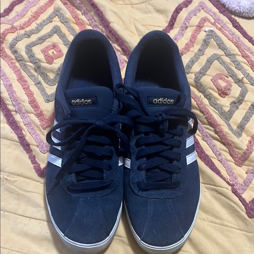 Adidas Blue and White Athletic Shoes with Suede Finish